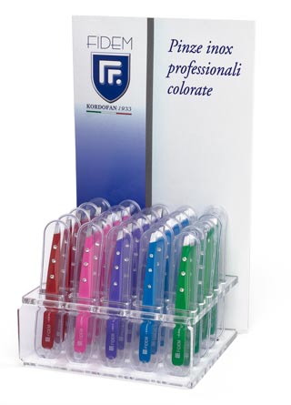 Espositori da banco in plexiglas PC3 pinze inox linea FIDEM farmacia