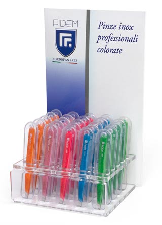 Espositori di pinzette inox con glitter PC5 da banco FIDEM farmacia