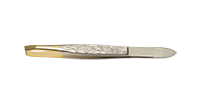 Pinzette punta oro obliqua stretta 0017 per sopracciglia e peli superflui 